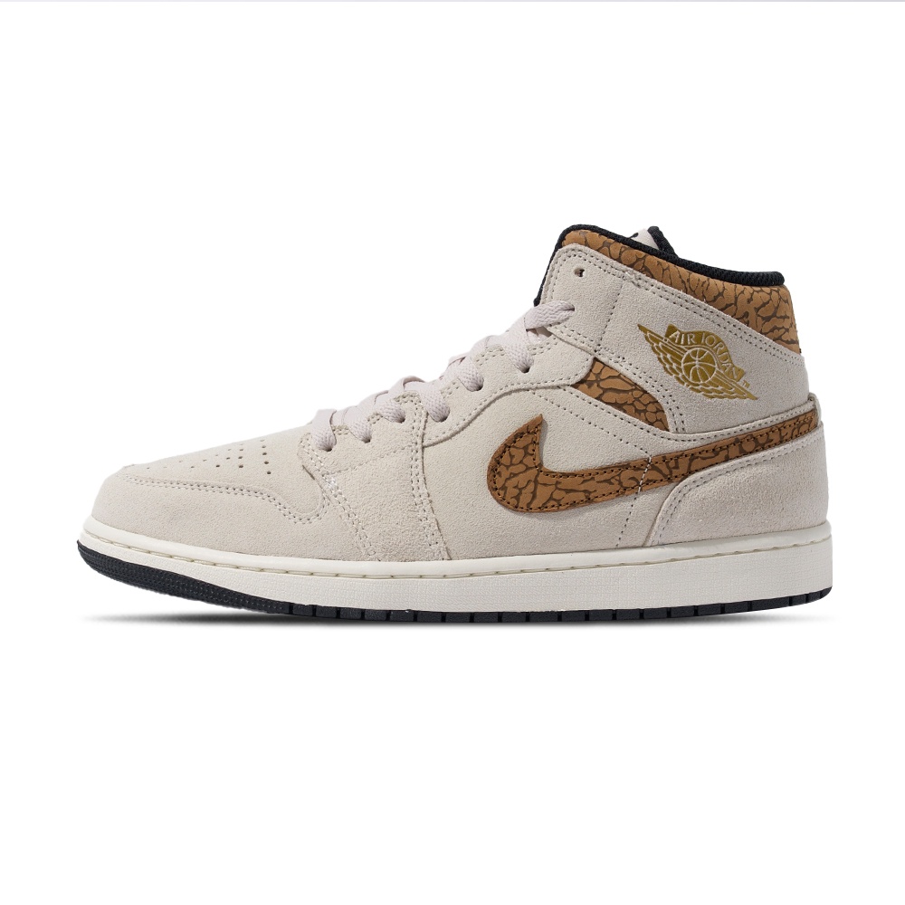 Nike Air Jordan 1 Mid SE 男 棕 象紋 喬丹 中筒 運動 休閒 休閒鞋 DZ4129-102