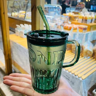 玻璃杯 咖啡杯 馬剋杯 水杯 茶杯 保溫杯網紅浮鵰玻璃杯簡約吸管杯ins高顔值把杯傢用喝水子學生女咖啡杯