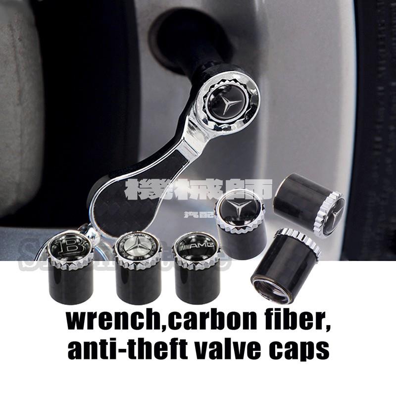 『機械師』4件/套 賓士Benz AMG 巴博斯 W211汽車車輪氣門嘴帽 碳纖維扳手氣嘴 氣門芯帽蓋 風嘴 氣嘴頭 氣