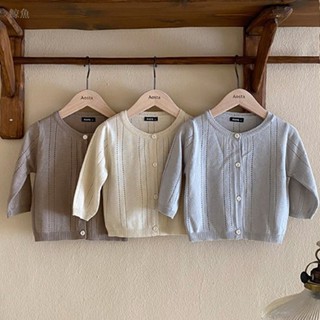 春夏款韓版寶寶衣服 嬰兒冷氣房針織外套 開衫網眼鏤空防蚊長袖薄外套 兒童上衣外套 嬰兒長袖