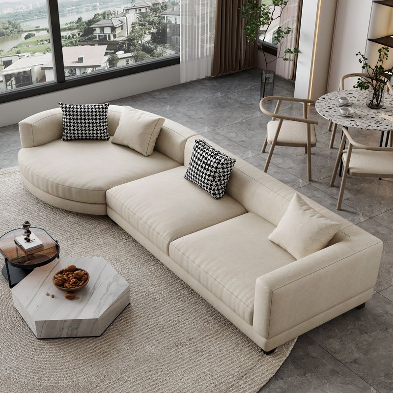 沙發 沙發組 大沙發 科技佈藝沙髮客廳小戶型現代簡約2021年新款棉麻侘寂風圓弧形沙髮