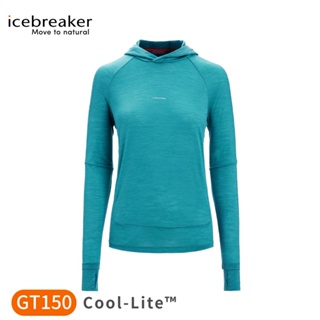 【Icebreaker 女 Meteroa Cool-Lite 連帽長袖上衣 GT150《湖水綠》】0A56EX/排汗衣