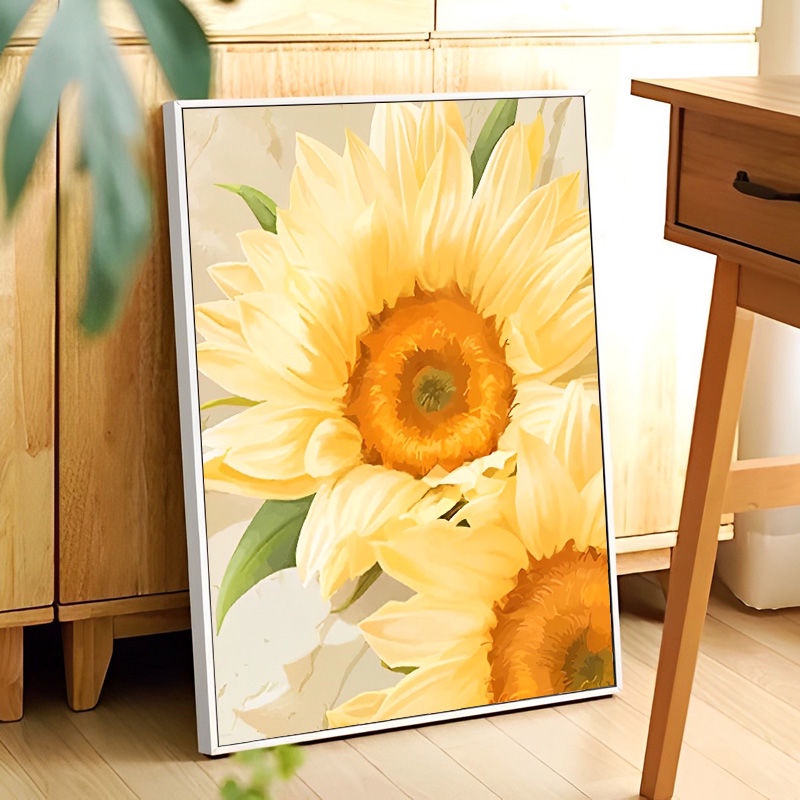 【客製化】diy數字油畫填充花卉向日葵油彩畫減壓手工填色純手繪畫丙烯顏料畫畫畫畫 油畫