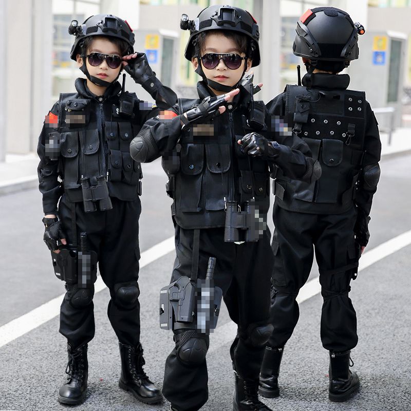 🔥兒童特警衣服套裝男孩女孩軍裝刑警特種兵警察角色扮演警察演出服
