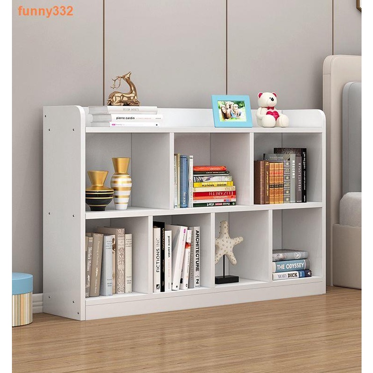 ✐☞▥塔塔屋 書櫃 白色實木書架兒童落地書柜自由組合格子柜簡易置物架矮柜儲物柜子