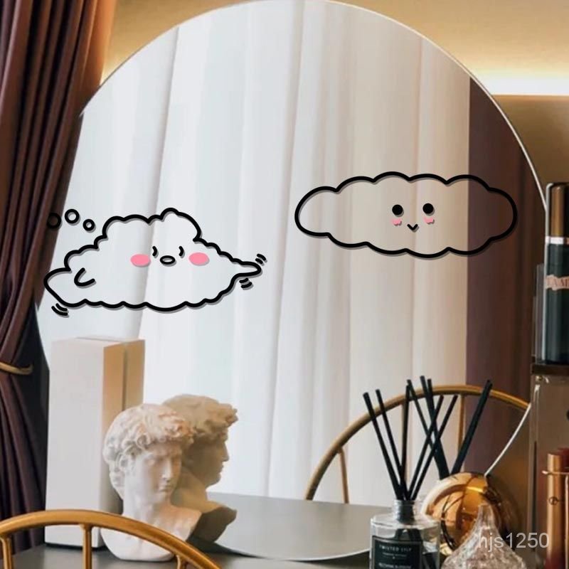 雲朵小清新可愛溫馨小屋玻璃門櫥窗鏡子浴室裝飾自粘貼紙創意墻貼