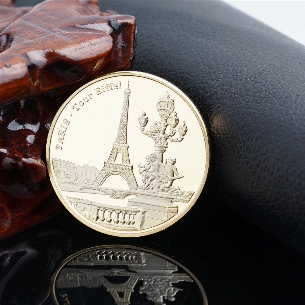 法國巴黎艾菲爾鐵塔紀念章 世博會紀念文化創意家居硬幣玩具禮品