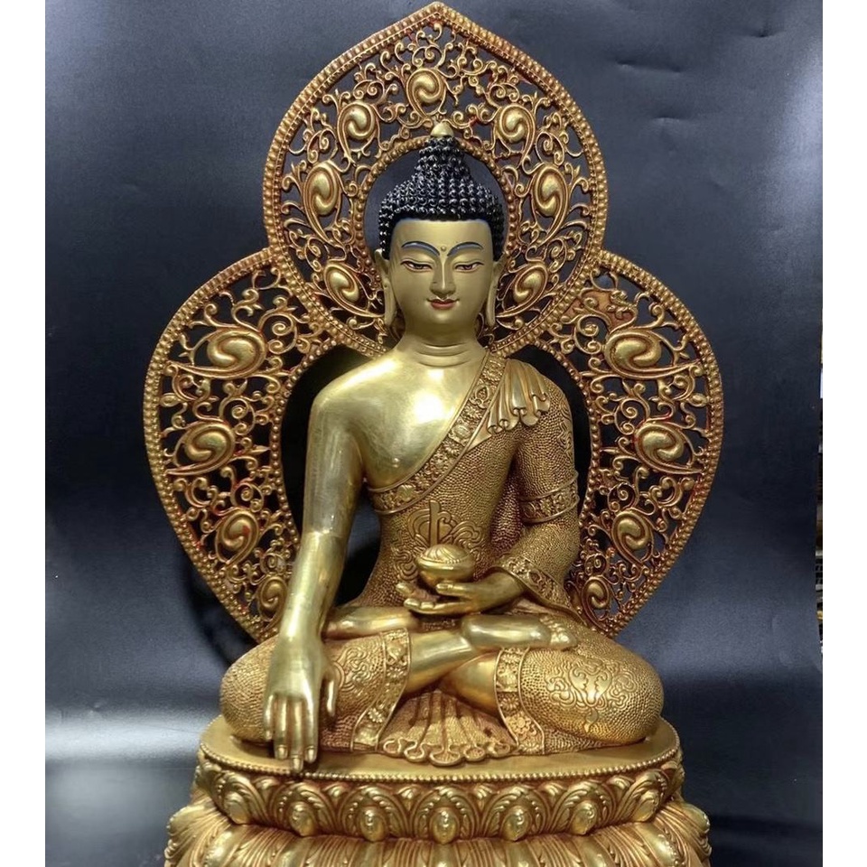 ❖♘釋迦牟尼佛佛像擺件純銅背光1尺5阿彌陀佛藥師佛三寶佛15寸結緣