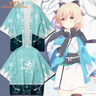 新款🔥Fate沖田總司cos同款羽織短袖FGO應援服周邊魔神Saber外套痛衣服 大尺碼上衣t 羽織服 和服 短褲