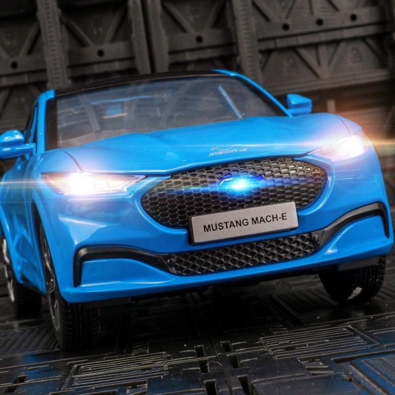 福特野馬模型車 1:24 Mustang Mach-GT ford模型 越野車 新能源模型车 合金車 聲光 迴力車玩具