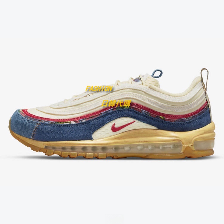 日韓代購 Nike Air Max 97 男女鞋 白藍黃 氣墊 運動 休閒鞋 牛仔 DV1486-162