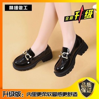 休閒鞋 厚底鞋 女百搭真皮樂福鞋2023春秋款厚底小個子日系英倫風小皮鞋一腳蹬女鞋