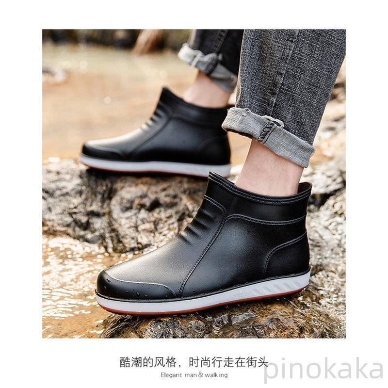 雨鞋男四季韓國短筒低幫時尚刷毛雨靴防滑耐磨水鞋工作防水膠廚師鞋