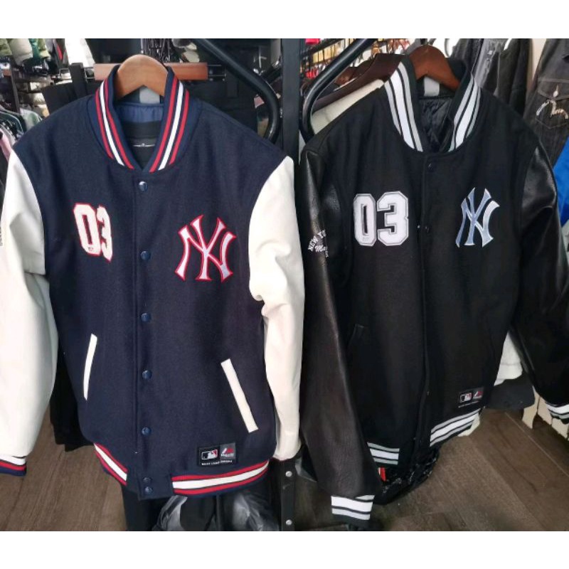 紐約 NY 洋基隊  Yankees 皮革袖 棒球外套 夾克 饒舌 尺寸:M~XXL
