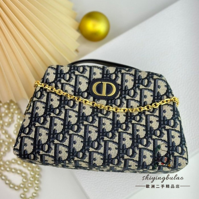 正品免運 Dior 迪奧 新款 30 MONTAIGNE D-COSY 帆布刺繡 斜背包 化妝包 鏈條包