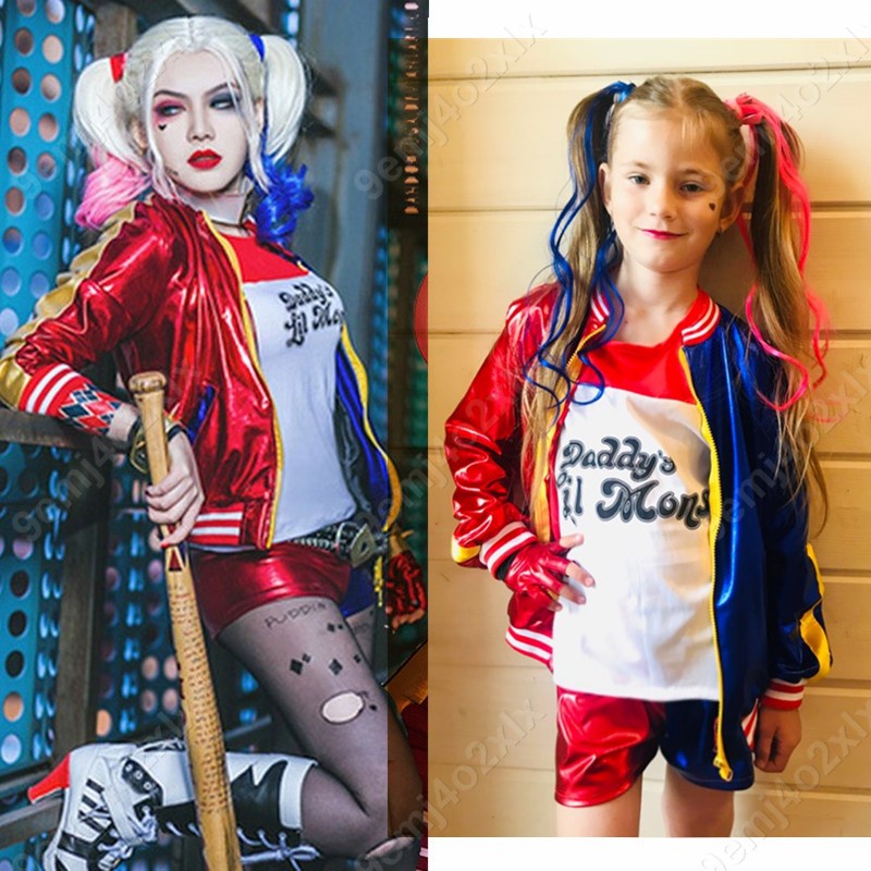 十三月🎄兒童自殺小隊服裝 cosplay小丑女演出服 女孩哈莉奎茵假發萬圣節❤️sam1010907
