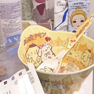✨臺灣出貨 卡通布丁狗密胺碗餐具防摔可愛少女心ins北歐(湯勺+燕麥碗)套裝