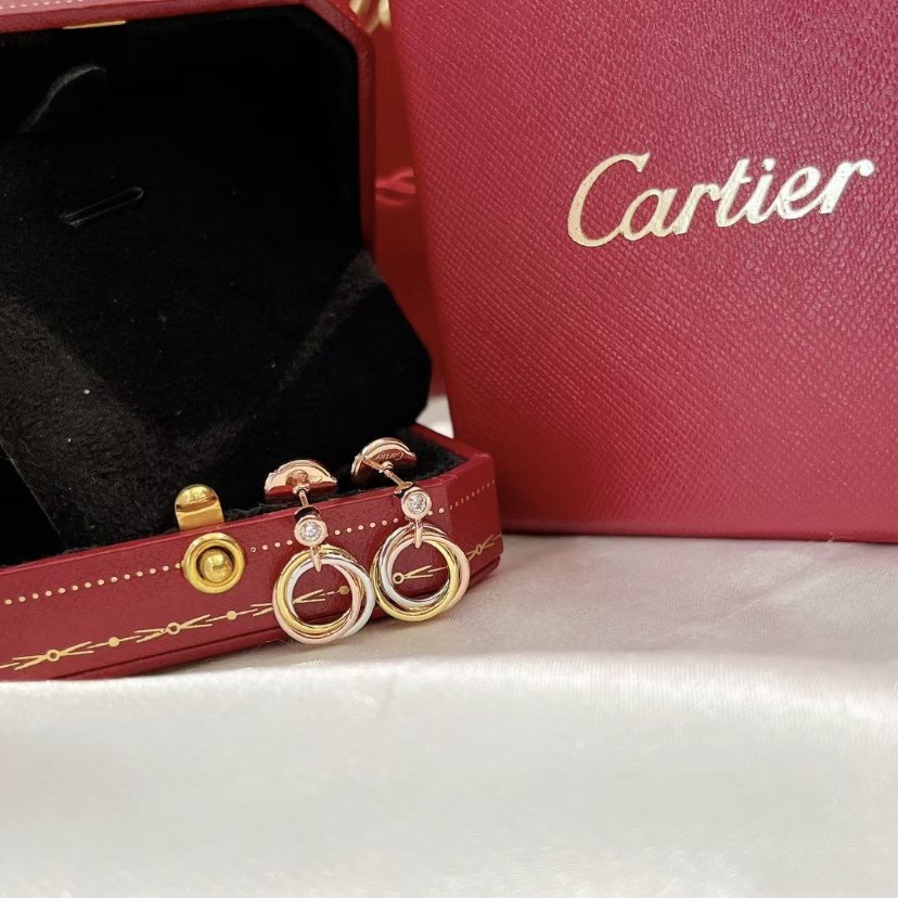 二手精品 Cartier 卡地亞 耳環 黃K金 白K金 玫瑰金 三色鑽石耳環 B8043200 現貨