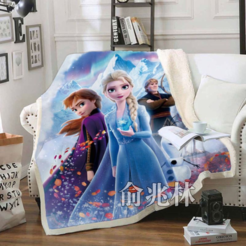 （嬰兒豆豆毯）冰雪奇緣刷毛午睡毯卡通艾莎公主雙人毛毯學生宿舍單人寶寶兒童毯