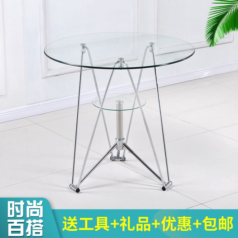 洽談桌玻璃桌子圓鋼化玻璃小圓桌現代簡約玻璃圓桌椅組合圓玻璃桌小柚子百貨