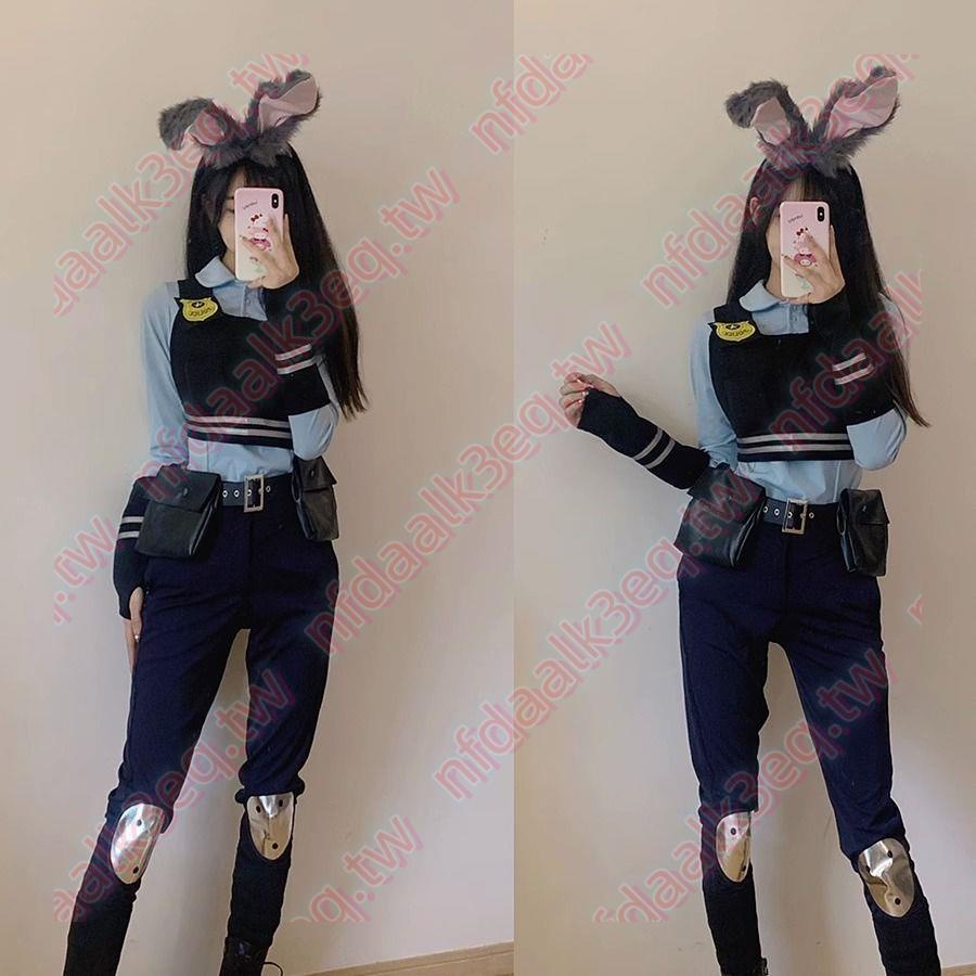 &amp;瘋狂動物城 萬圣節cosplay服裝 成人親子迪士尼動漫兔朱迪警官jud