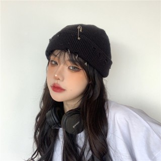 秋冬帽子🎀嘻哈帽子女秋冬季韓版ins街頭復古破洞毛線帽百搭保暖針織帽男潮