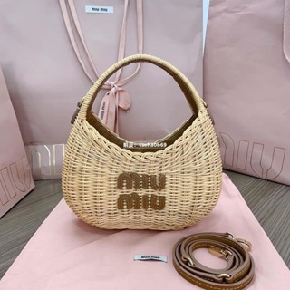 二手MIUMIU繆繆夏日田園度假風編織菜藍子包5BC125