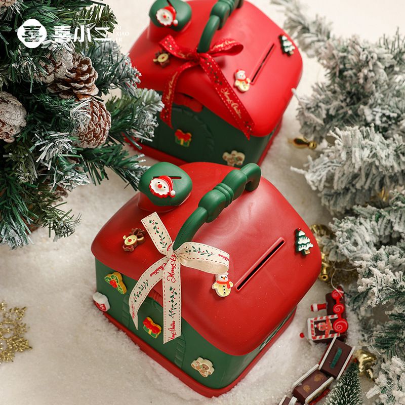 聖誕 聖誕節 聖誕老公公 聖誕禮物 存錢筒 撲滿 聖誕存錢筒 聖誕裝飾 聖誕節2023新款寶寶存錢罐聖誕平安夜收納盒