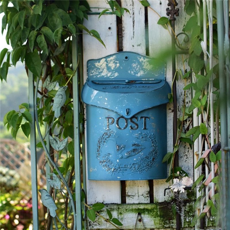 *限時熱銷*美式鄉村壁掛郵箱復古做舊信箱墻面裝飾意見箱花園壁面雜貨