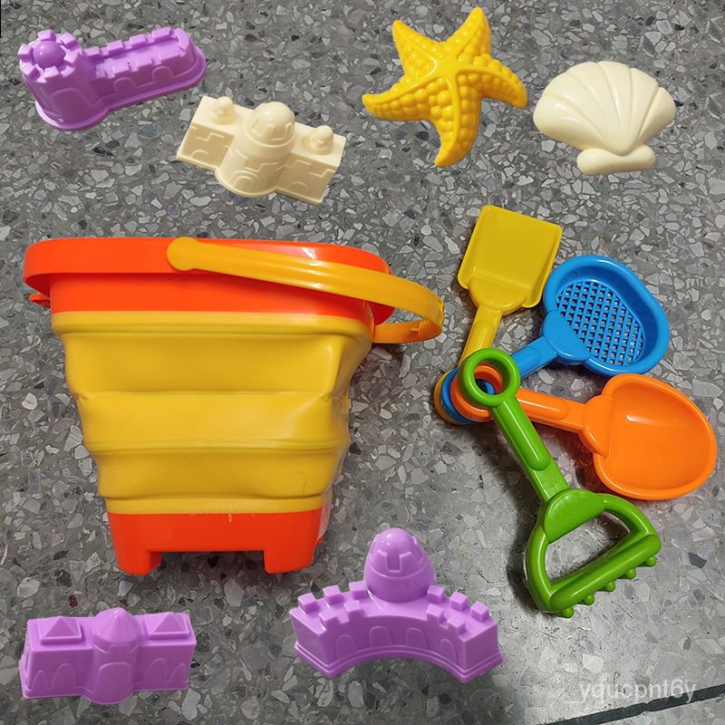 🔥熱賣/免運🔥耐用沙灘玩具可折疊便攜幼兒園兒童水桶撈螃蟹寶寶挖沙剷子玩水 2C60