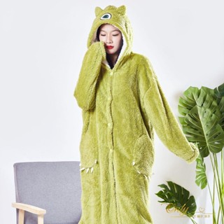 Only❤️大眼仔睡衣女秋冬玉桂狗珊瑚絨草莓熊睡袍加絨加厚法蘭絨長款浴袍