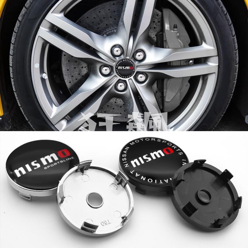 【狂飆】4件60毫米ABS塑膠輪轂中心汽車輪轂蓋+ Nismo- Nissan- Juke Time Note X鋁貼紙