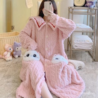 大尺碼睡衣女 連身睡裙女✨大碼睡裙女✨可穿150公斤珊瑚絨睡袍女秋冬加厚加絨法蘭絨浴袍睡衣晨袍浴衣長款大碼200斤