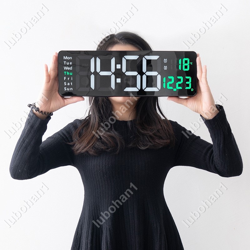 十三月精品店🎄電子鐘大屏數位萬年曆掛牆電子錶客廳家用壁掛數字時鐘大屏功能顯示時鐘北歐數字鐘錶簡🌈sam1010907
