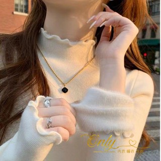 Only❤️加絨加厚白色打底衫女秋冬2023新款內搭木耳邊螺紋長袖一體絨上衣
