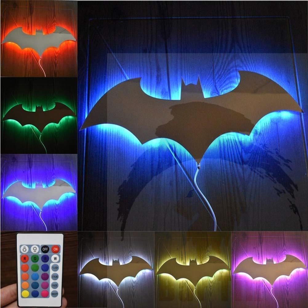 新款 蝙蝠俠 鏡子燈 臥室化妝間 鏡子 遙控七彩變化 聖誕節日 墻面裝飾 夜燈