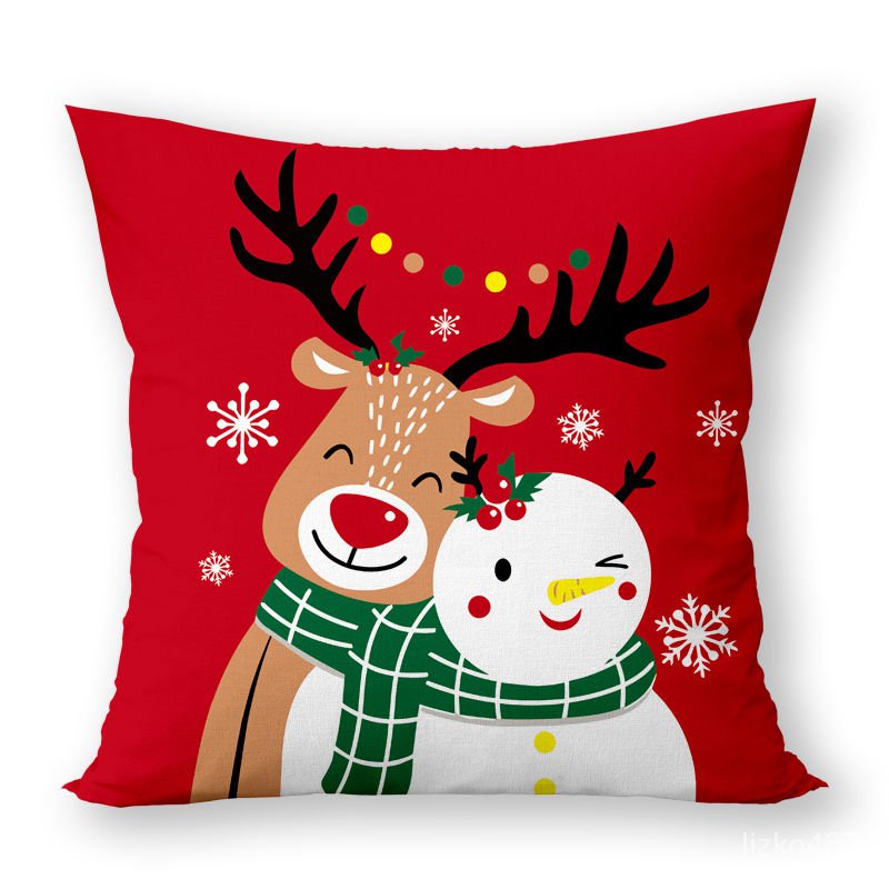 【精品推薦】2023年雪人和麋鹿聖誕新年抱枕 聖誕節禮物可拆洗可愛靠墊枕套