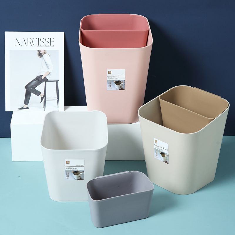 家庭高顏值實用垃圾桶【乾溼分類】家用分離垃圾桶日式廚房客廳紙簍加厚無蓋簡約塑膠桶