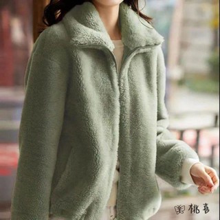 桃喜國風潮女裝 新款休閒外套 大尺碼上衣加絨加厚外套女秋冬季雙面絨保暖高領衛衣女開衫拉鏈抓絨衣女絨衫
