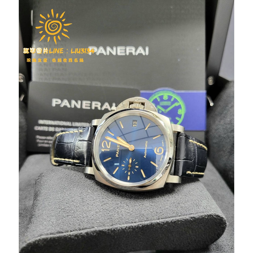 Panerai 沛那海 Luminor Due 超薄錶殼 PAM926 38MM 藍面 鈦合金 2020年 99新