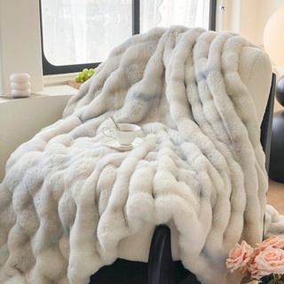 新品熱銷 仿皮草大兔兔絨七彩泡泡被套毛毯牛奶絨 毛毯 厚毯 冬季毯 保暖毯 懶人毯 絨毛被 毯子 空調毯 沙發毯 被子