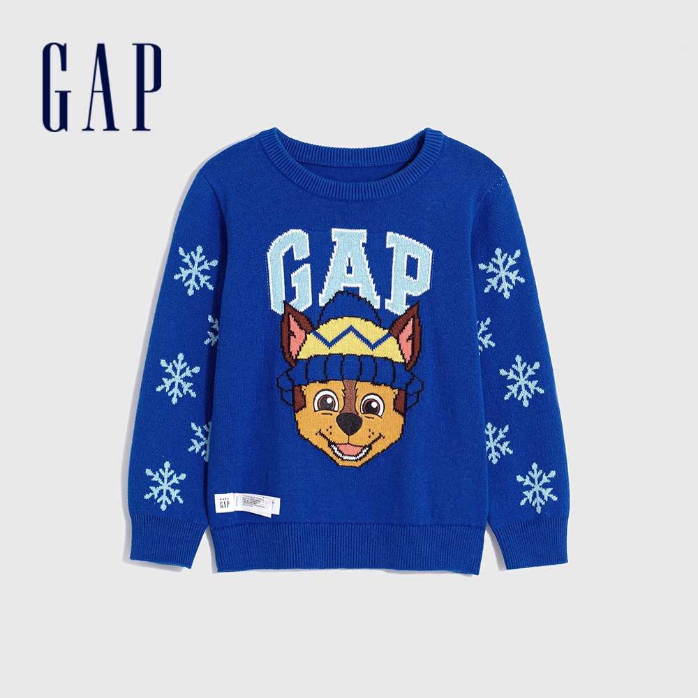 Gap 男幼童裝 Gap x 汪汪隊立大功聯名 Logo純棉圓領針織毛衣-深藍色(847326)