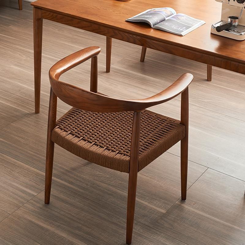 北歐實木肯尼迪總統椅編織凳傢居書房書桌椅簡約現代繩編椅子簡約