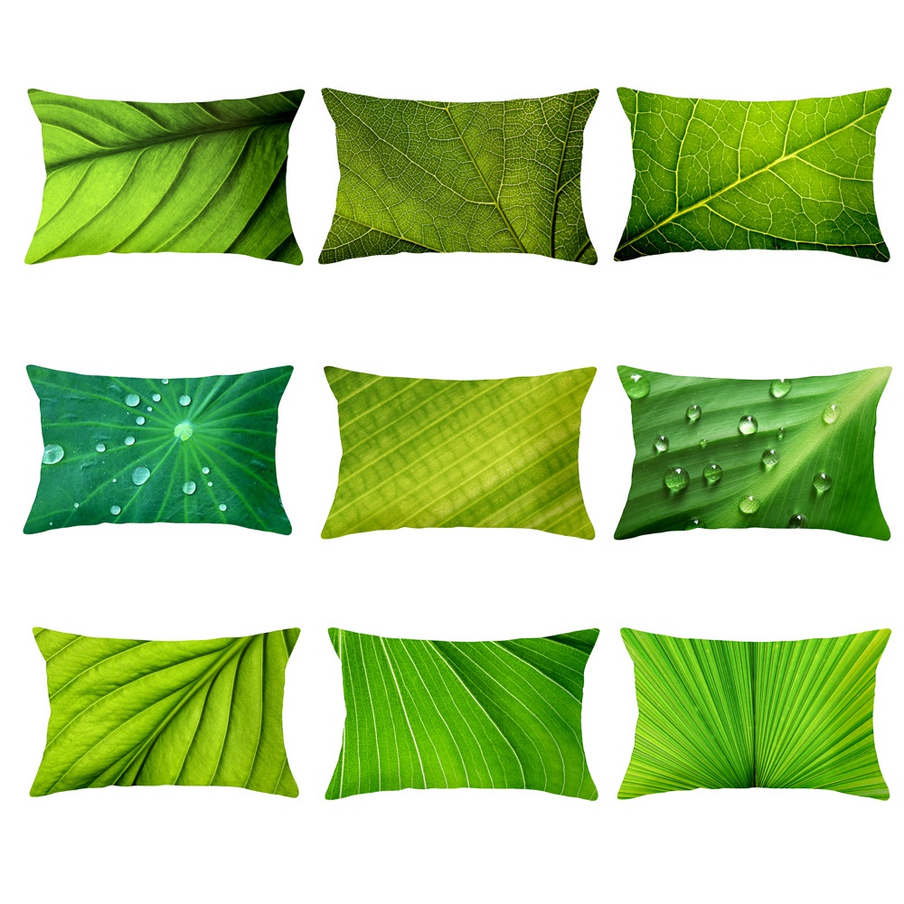 綠色植物葉脈腰枕套30x50 40x60 50x70 60x80午睡抱枕套靠枕套客廳樣板房沙發墊腰椎護腰套