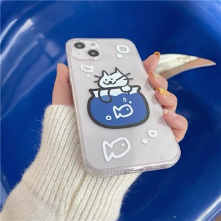 可愛摸魚貓咪iPhone13手機殼XS適用11蘋果12promax趣味14透明XR/8