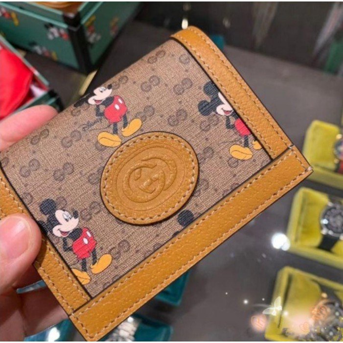 二手精品 Gucci 迪士尼聯名款 米奇 短款 錢包 卡夾 零錢袋 602534