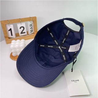 二手精品全新真品 CELINE 爆款 海藍色 刺繡 LOGO 棉質 棒球帽 2AUA1242N S號