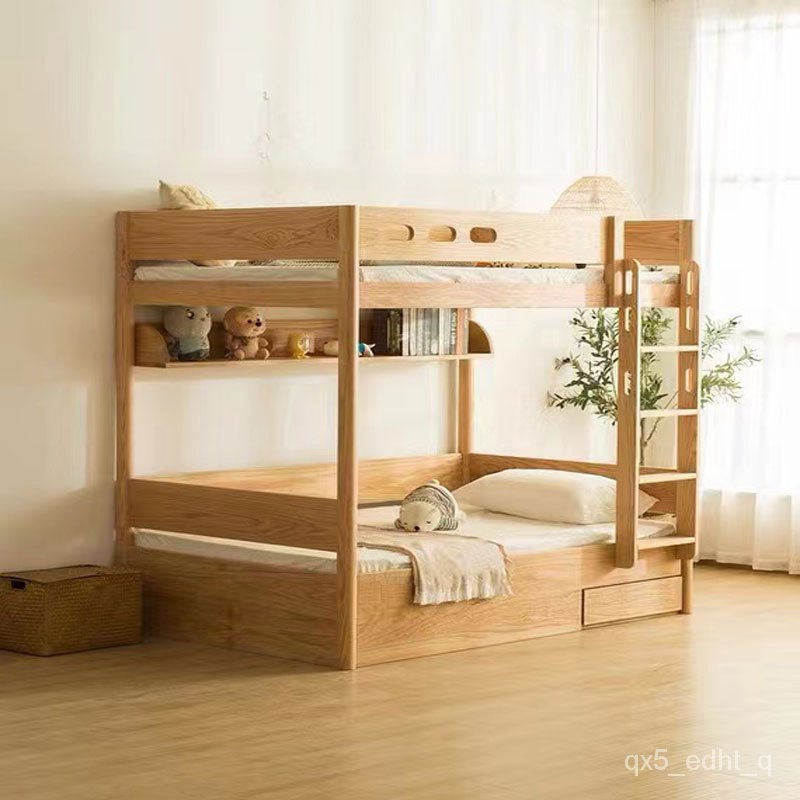 床架 上下鋪床架 雙人床 單人床 實木床 高架床 收納床兒童床上下鋪全實木橡木雙層學生多功能高低小戶型交錯式子母床 DV