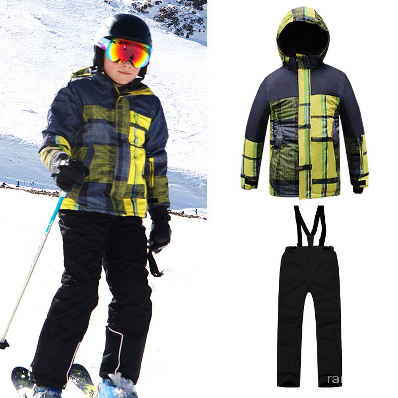 運動風尚-戶外裝備兒童滑雪服男童衝鋒衣褲保暖防水防風運動套裝可一件