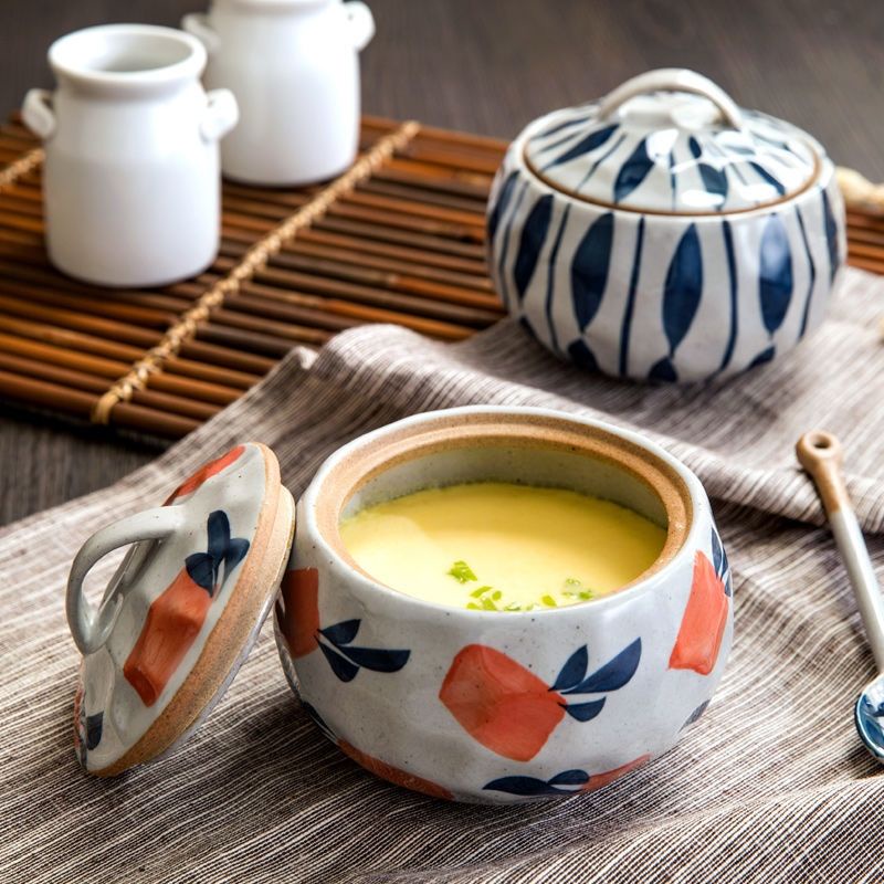 ✨5折鉅惠✨日式和風陶瓷帶蓋湯盅燉鍋隔水蒸蛋盅湯鍋煲湯內膽燉罐燕窩小燉盅